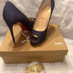 Christian Louboutin Denim Lady Peep‎ Heels